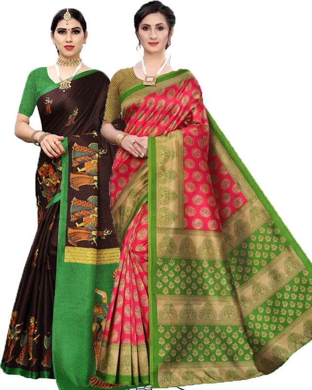 Self Design Bollywood Art Silk Saree  (Pack of 2, Pink)