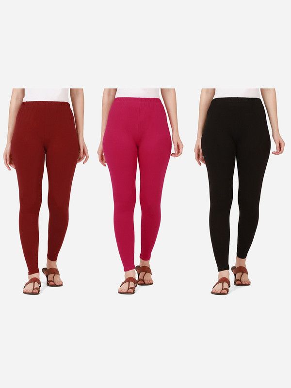 Ankle Length Ethnic Wear Legging  (Maroon, Pink, Black, Solid)
