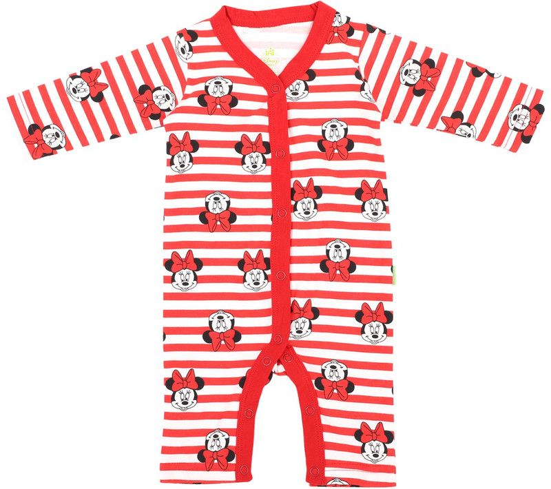 Romper For Baby Girls Graphic Print Pure Cotton  (Red, Pack of 1)