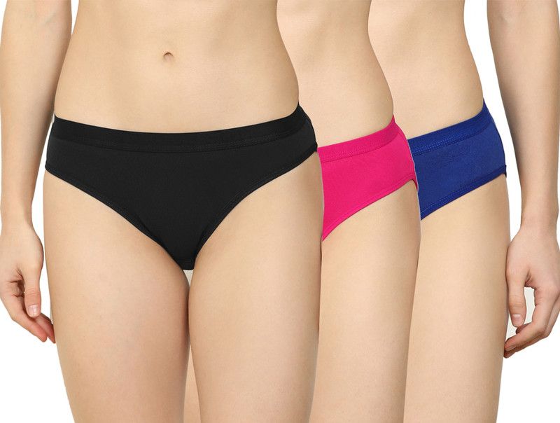 Pack of 3 Women Hipster Black, Blue, Pink Panty