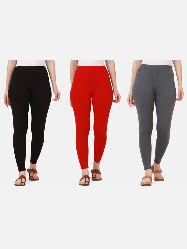BuyNewTrend Ankle Length Western Wear Legging  (Black, Red, Grey, Solid)