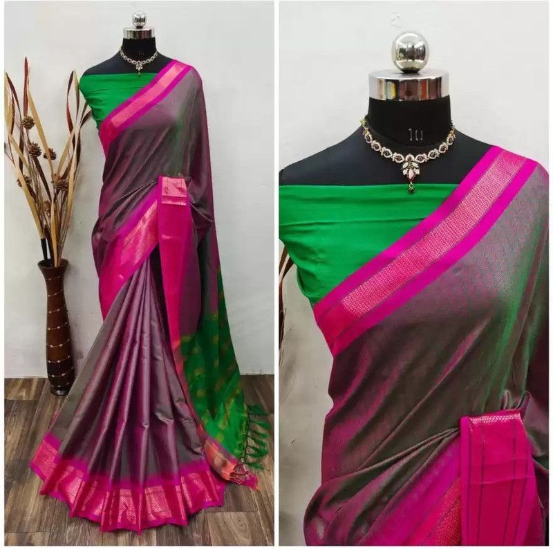 Banarasi Art Silk, Cotton Silk Saree  (Green)