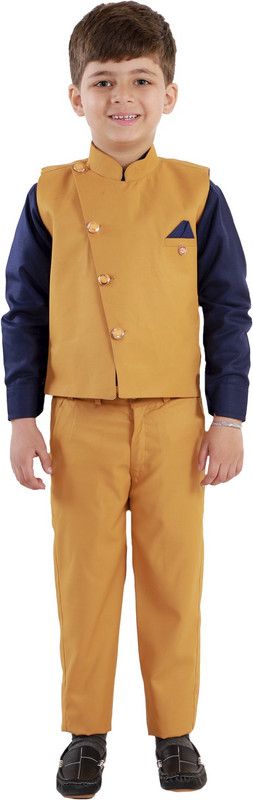 Boys Party(Festive) Waistcoat Trouser  (Yellow)