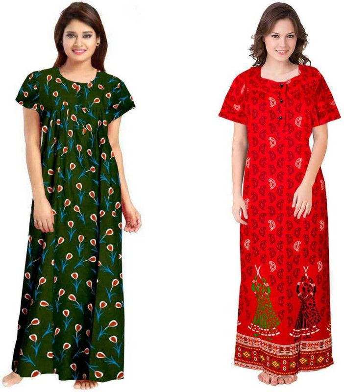 Women Nighty  (Red, Green)