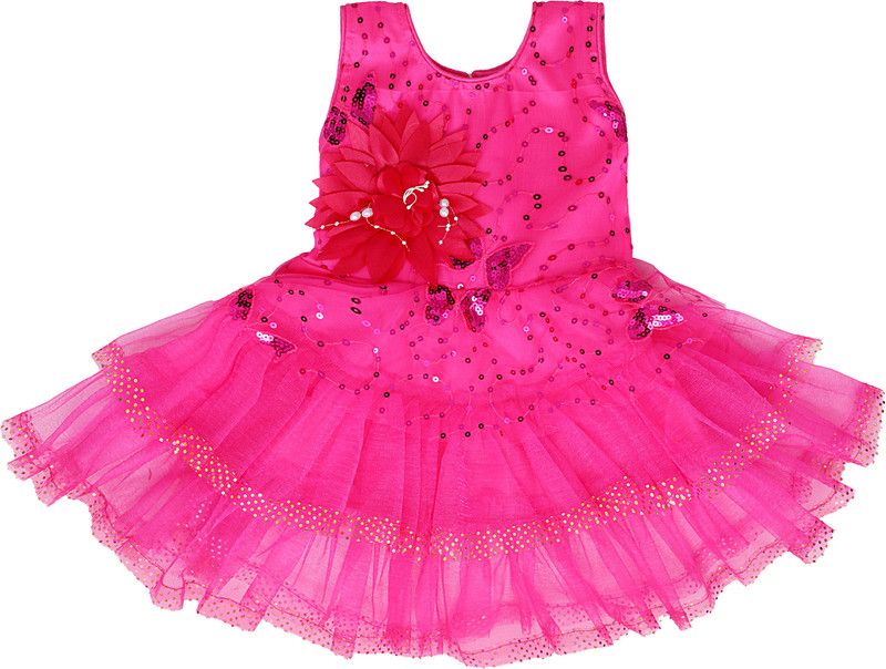 Baby Girls Above Knee Festive/Wedding Dress  (Red, Sleeveless)