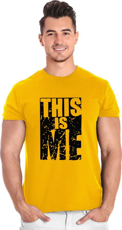This is Me Men Printed Round Neck Cotton Blend Yellow T-Shirt