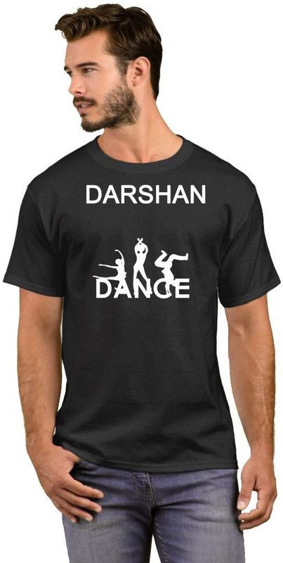 Darshan Dance Men Printed Round Neck Cotton Blend White, Black T-Shirt