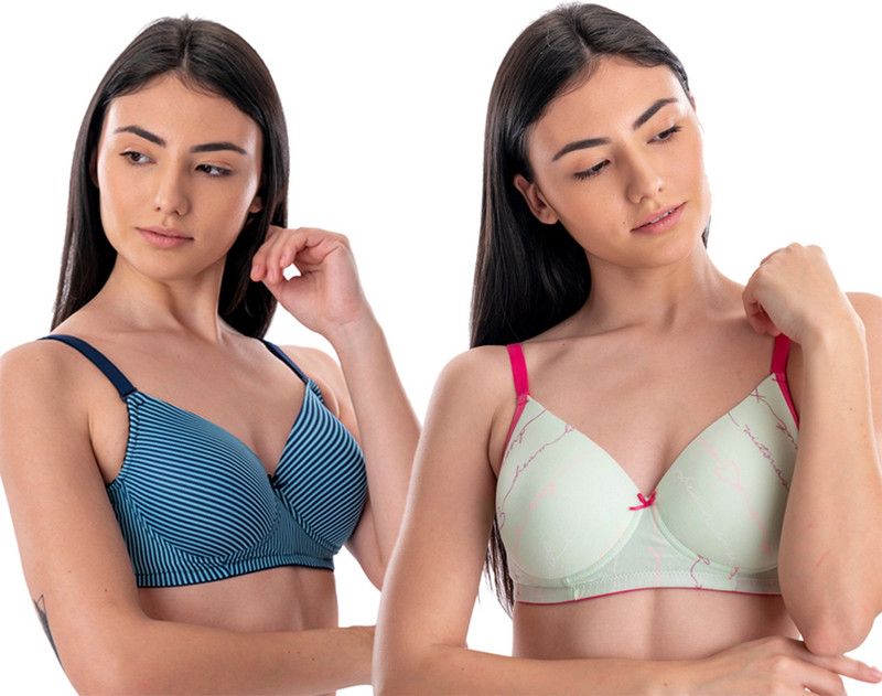 Pack of 2 Women T-Shirt Lightly Padded Bra  (Multicolor)