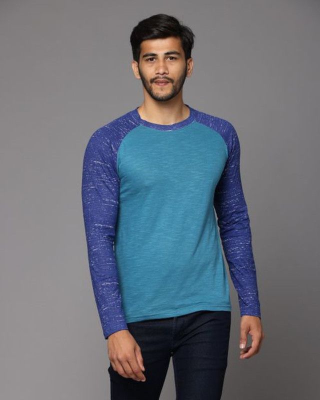 Men Solid Round Neck Pure Cotton Dark Blue, Blue T-Shirt
