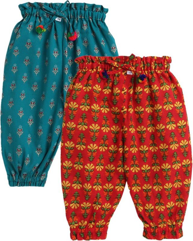Pack of 2 Girls Relaxed Multicolor Pure Cotton Trousers