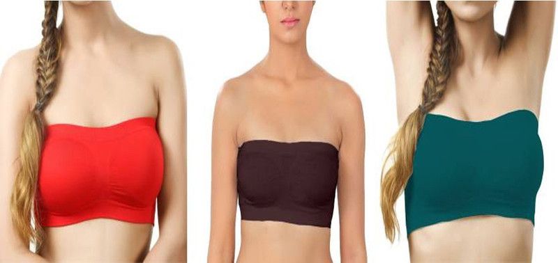 Women Non Padded Bra  (Light Blue, Red, Brown)