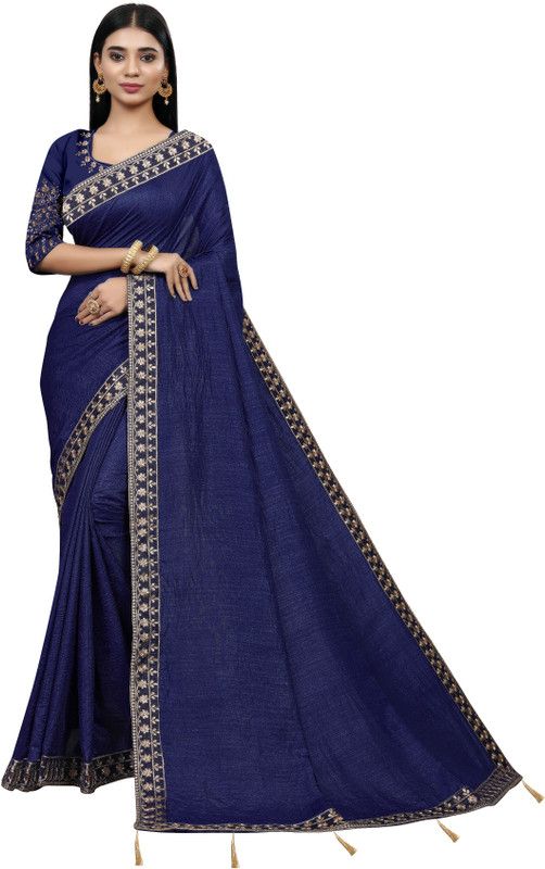 Plain Fashion Art Silk Saree  (Blue)