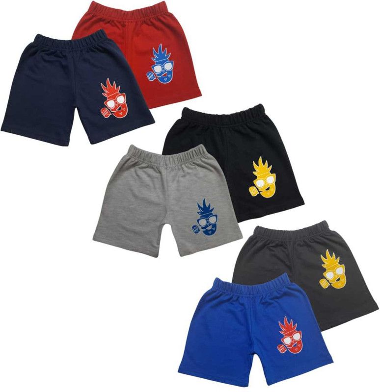 Short For Boys & Girls Casual Printed Cotton Linen Blend  (Multicolor, Pack of 6)