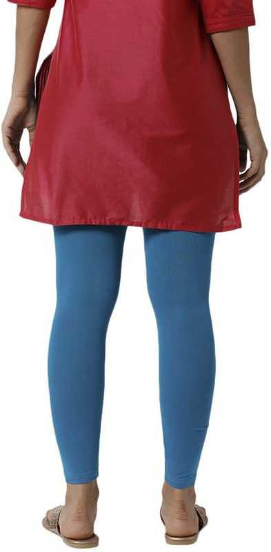 LA25 Ankle Length Western Wear Legging  (Blue, Solid)