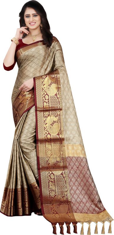 Self Design, Woven Banarasi Pure Silk, Cotton Silk Saree  (Maroon)