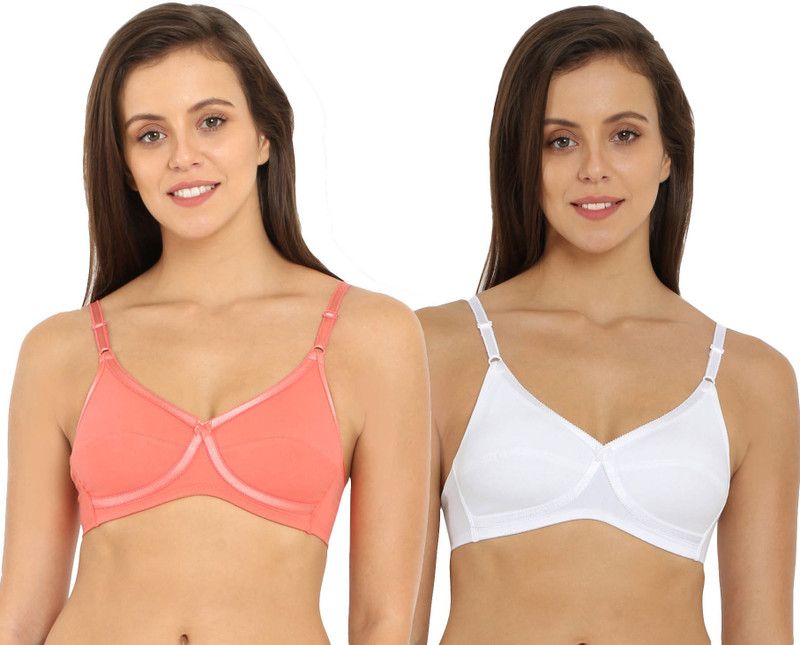 Pack of 2 Women T-Shirt Non Padded Bra  (White, Pink)