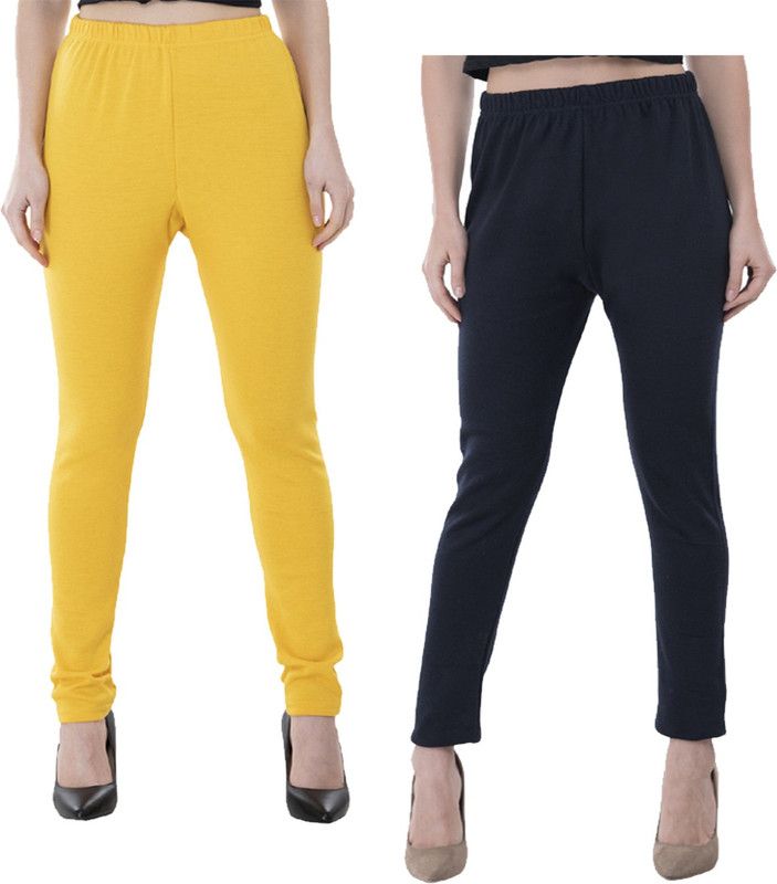 KAVYA Ankle Length Ethnic Wear Legging  (Black, Yellow, Solid)
