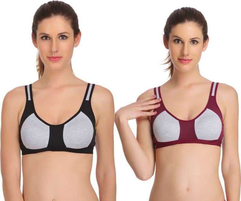 Pack of 2 Women Full Coverage Lightly Padded Bra  (Purple, Black)