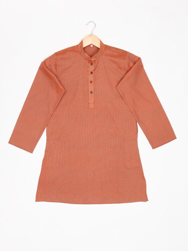 Boys Striped Pure Cotton Straight Kurta  (Brown)