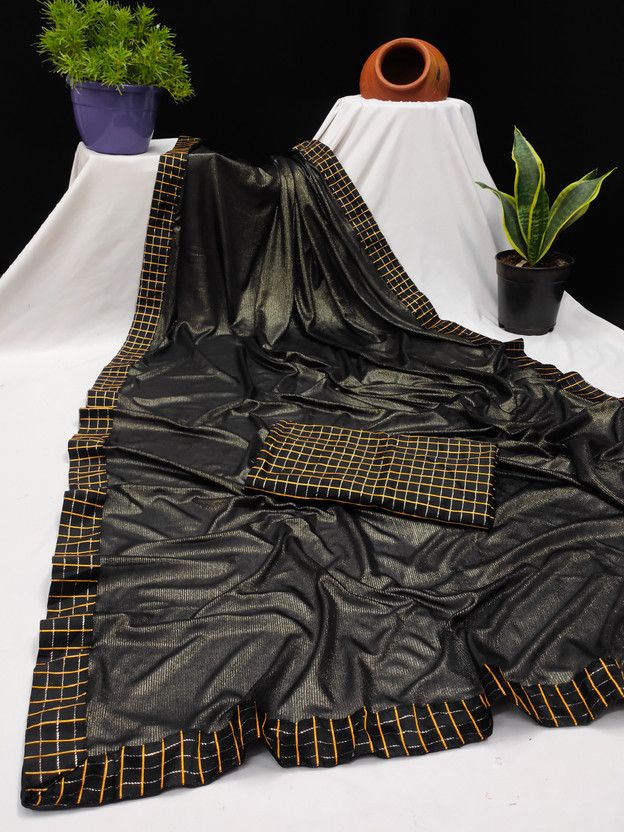 Printed Bollywood Lycra Blend Saree  (Black)