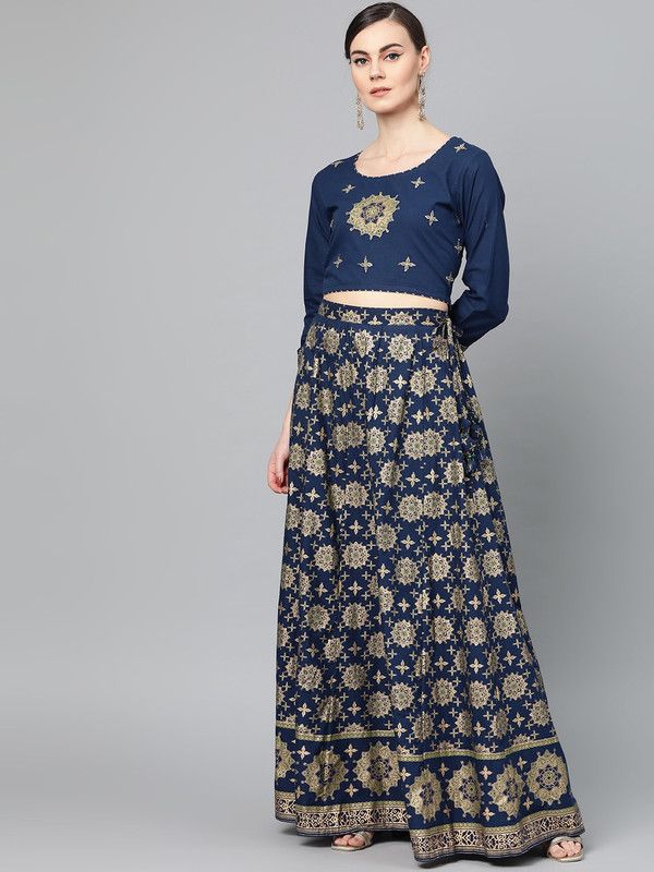Women Pure Cotton Top and Skirt Set