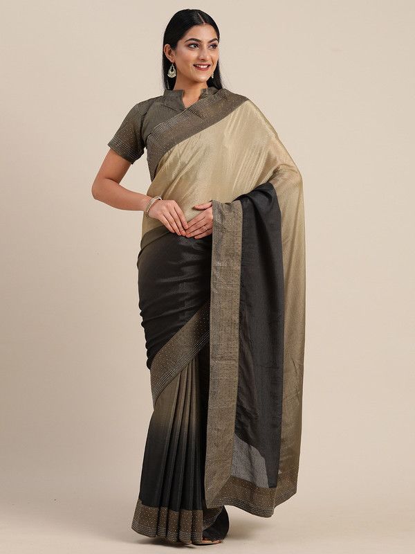 Embellished, Solid/Plain Bollywood Georgette Saree  (Dark Green)