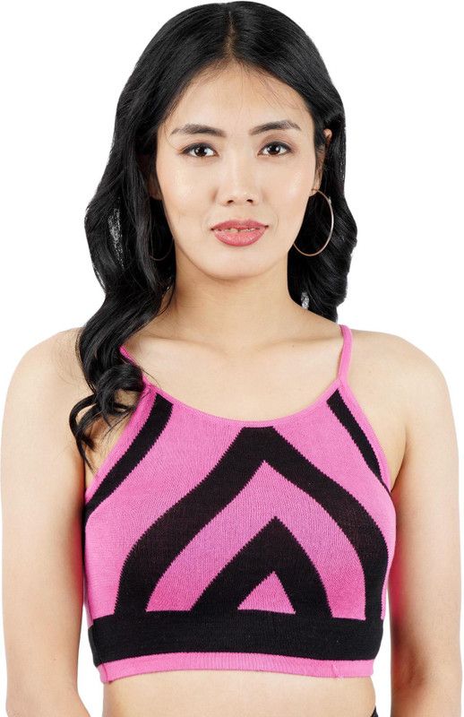 Casual Sleeveless Striped Women Pink, Black Top