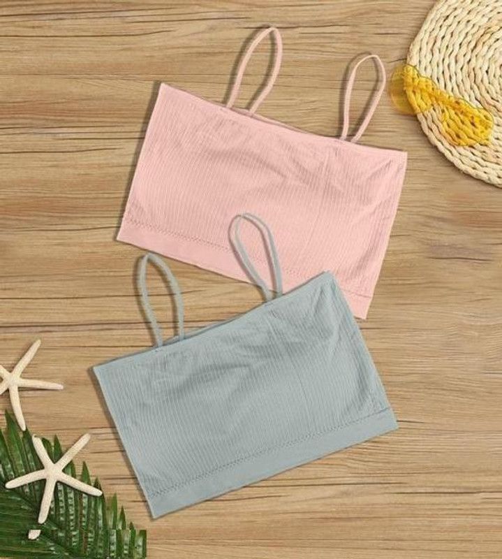 Pack of 3 Women Cami Bra Lightly Padded Bra  (Grey, Pink)