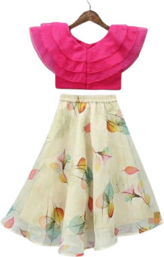 Baby Girls Lehenga Choli Ethnic Wear Printed Lehenga & Crop Top  (Purple, Pack of 1)