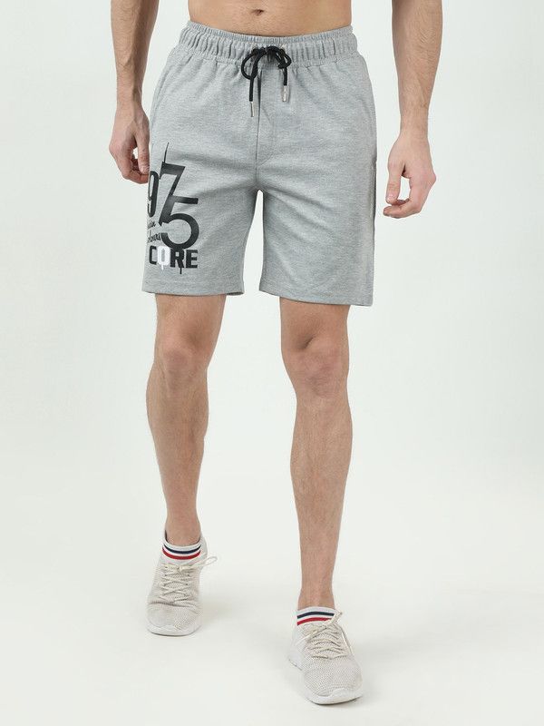 Graphic Print Men Grey Sports Shorts