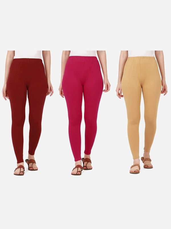 Ankle Length Ethnic Wear Legging  (Maroon, Pink, Beige, Solid)