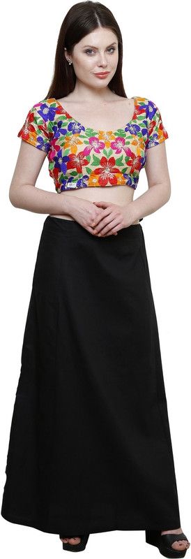Pistaa PTCF1BLK Cotton Blend Petticoat  (XL)