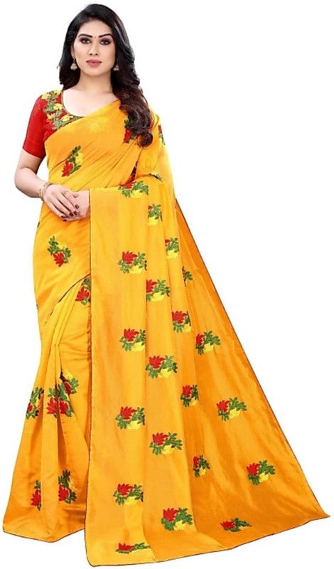 Polka Print Bollywood Chanderi Saree  (Yellow)
