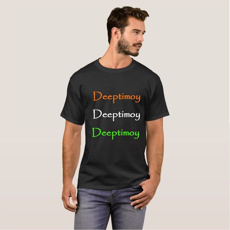 Deeptimoy India College Stylish Fashion V12 Men Printed Round Neck Cotton Blend Black T-Shirt