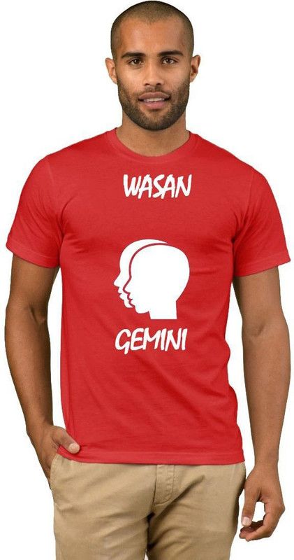 Wasan Zodiac Gemini Style Fashion V05 Men Printed Round Neck Cotton Blend Red T-Shirt
