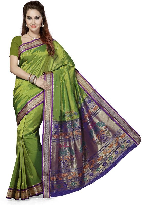 Woven Bollywood Art Silk Saree  (Green)