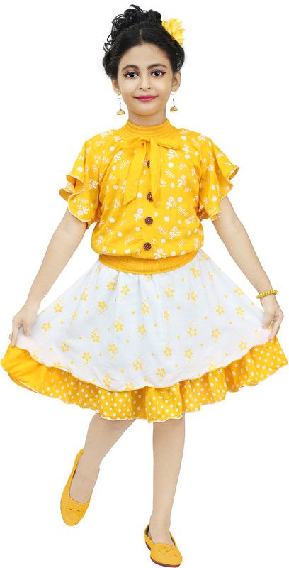Girls Party(Festive) Skirt Top  (Yellow)