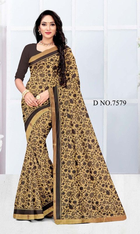 Printed Daily Wear Georgette Saree  (Beige)
