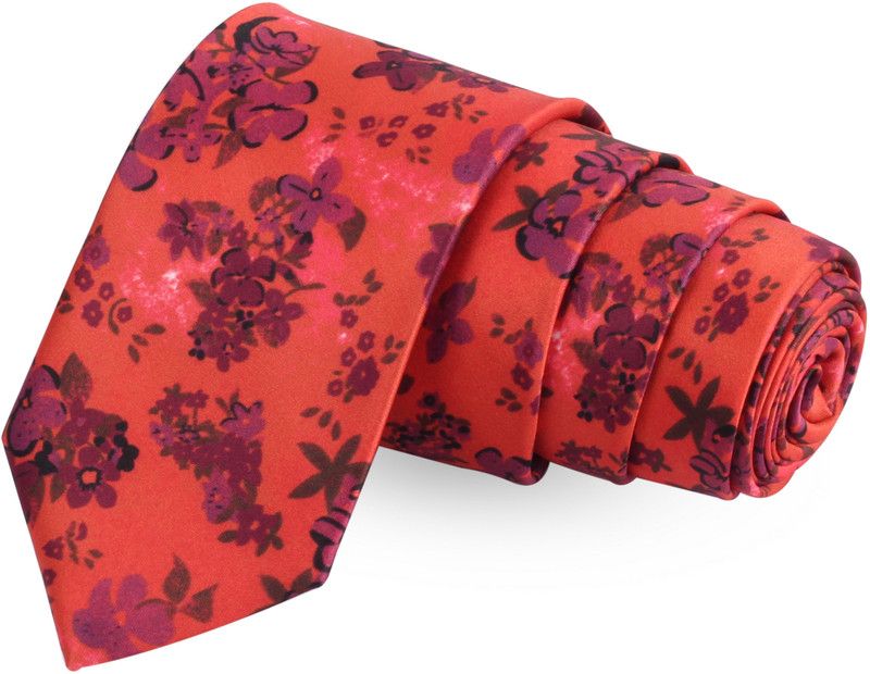 PELUCHE The Floral Turf Red Colored Microfiber Neck Floral Print Men Tie