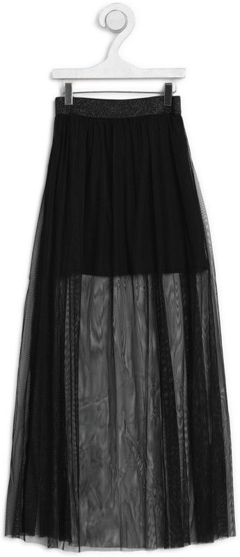 Baby Girls Solid A-line Black Skirt