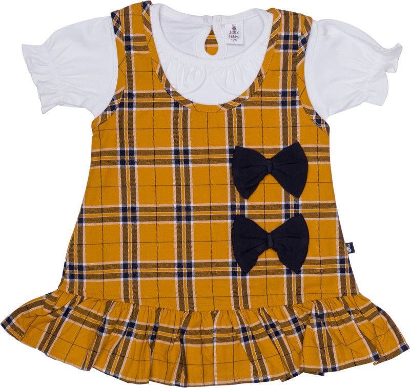 Baby Girls Midi/Knee Length Party Dress  (Yellow, Half Sleeve)