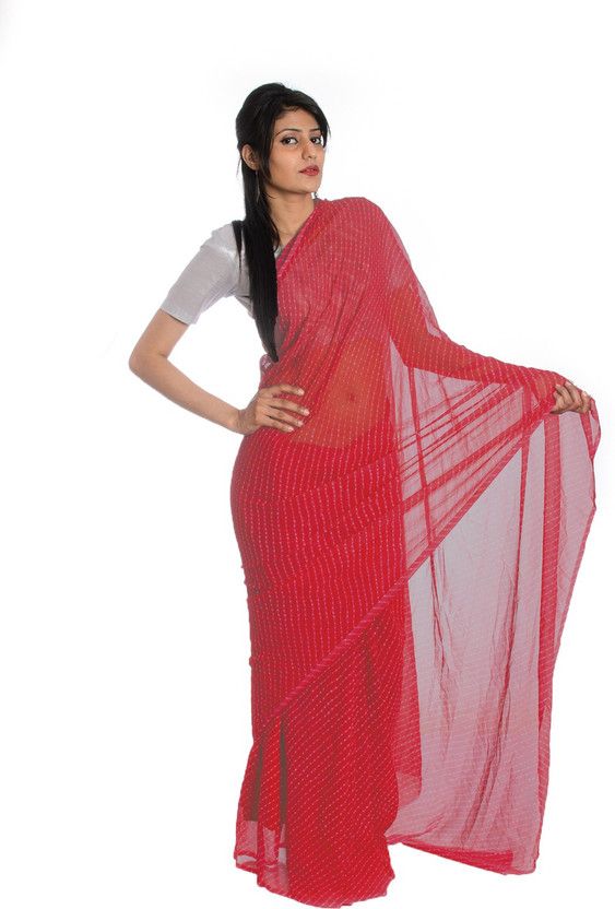 Self Design Leheria Georgette Saree  (Pink)