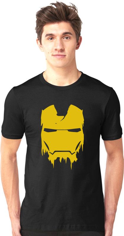 Alpha_ironman Men Printed Round Neck Reversible Pure Cotton Black T-Shirt