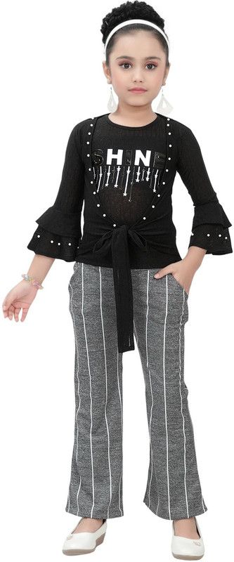Girls Party(Festive) Top Pant  (Black)