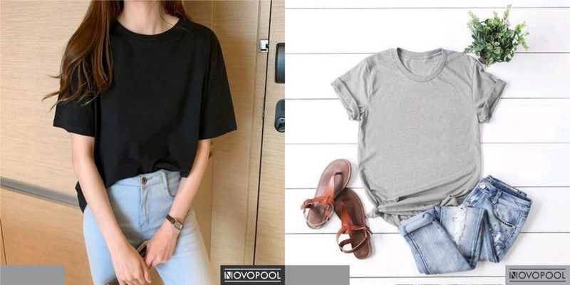 Solid Women Black T-Shirt  (Pack of 2)