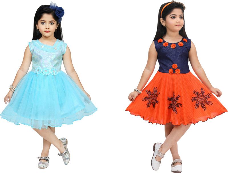 Girls Casual Dress Dress  (Blue)