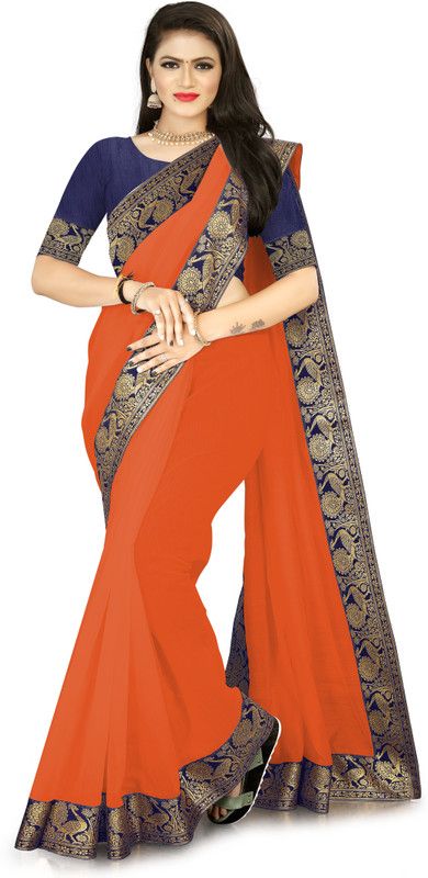 Banarasi Chanderi Saree  (Orange)