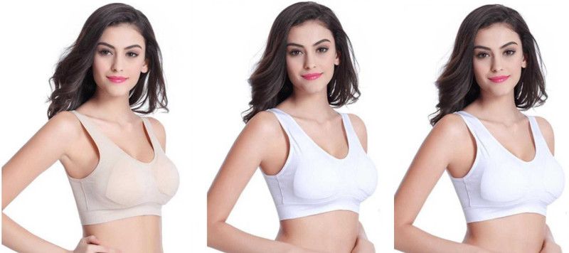 Pack of 3 Women Sports Non Padded Bra  (Beige, White)
