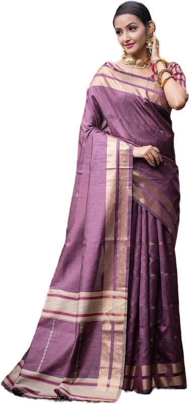 Printed Bollywood Jacquard Saree  (Purple)