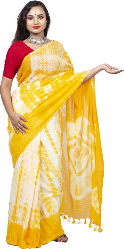 Kasavu Handloom Pure Cotton Saree  (Yellow, White)